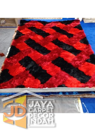 Karpet Shaggy Veronica 1561 Black & Red ukuran 100x150, 150x200, 200x300